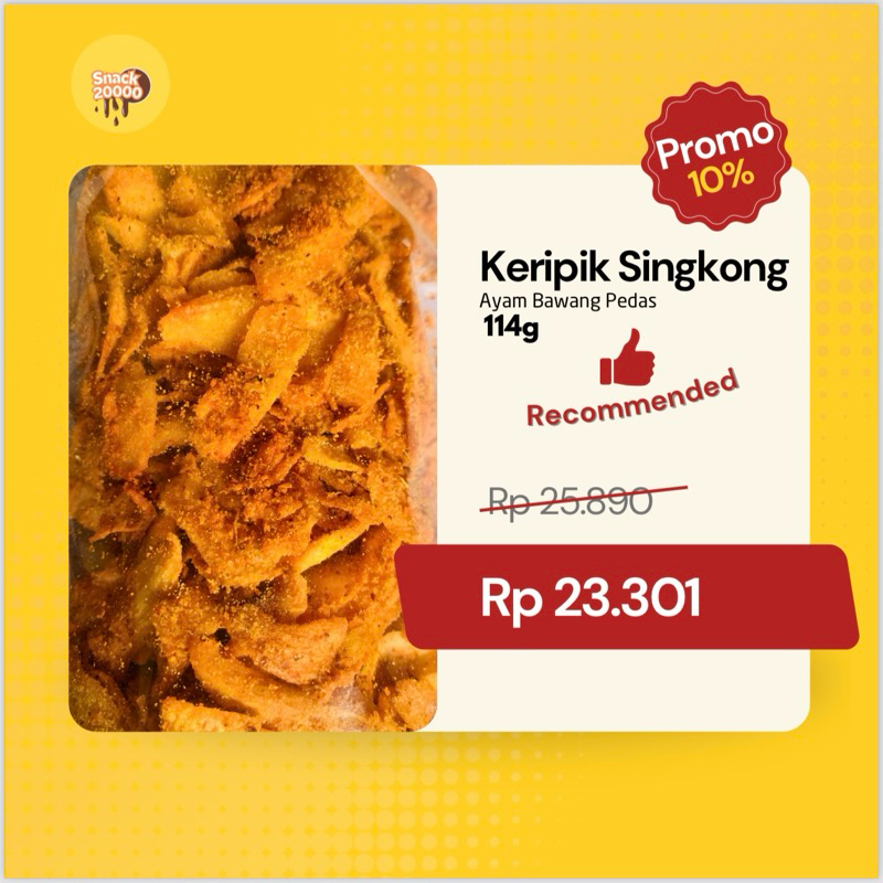 

Keripik Singkong Ayam Bawang Pedas 114g Bumbu Tabur Premium (FREE PACKING BUBLE DAN KARDUS PENGAMAN)