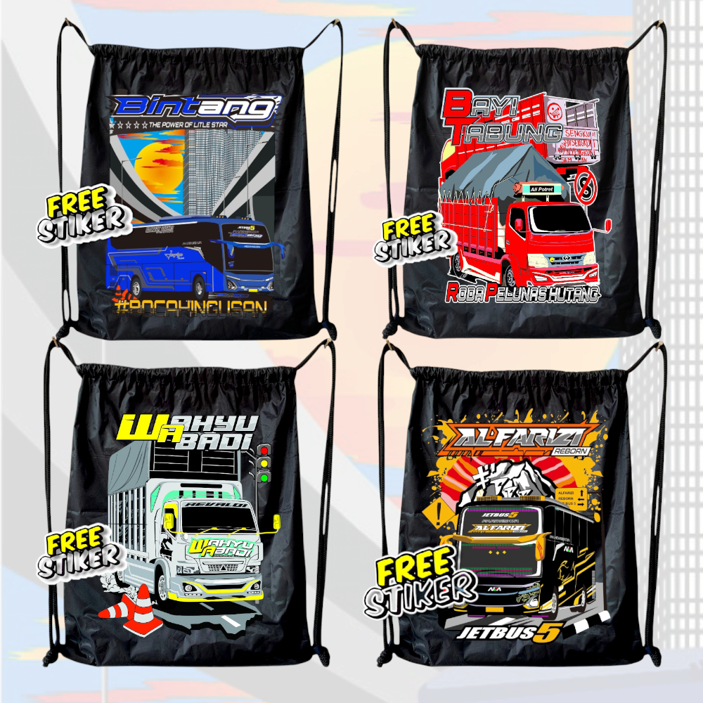#TAS SERUT ANAK/REMAJA GAMBAR BUS MANIA/TRUK OLENG BAHAN ANTI AIR