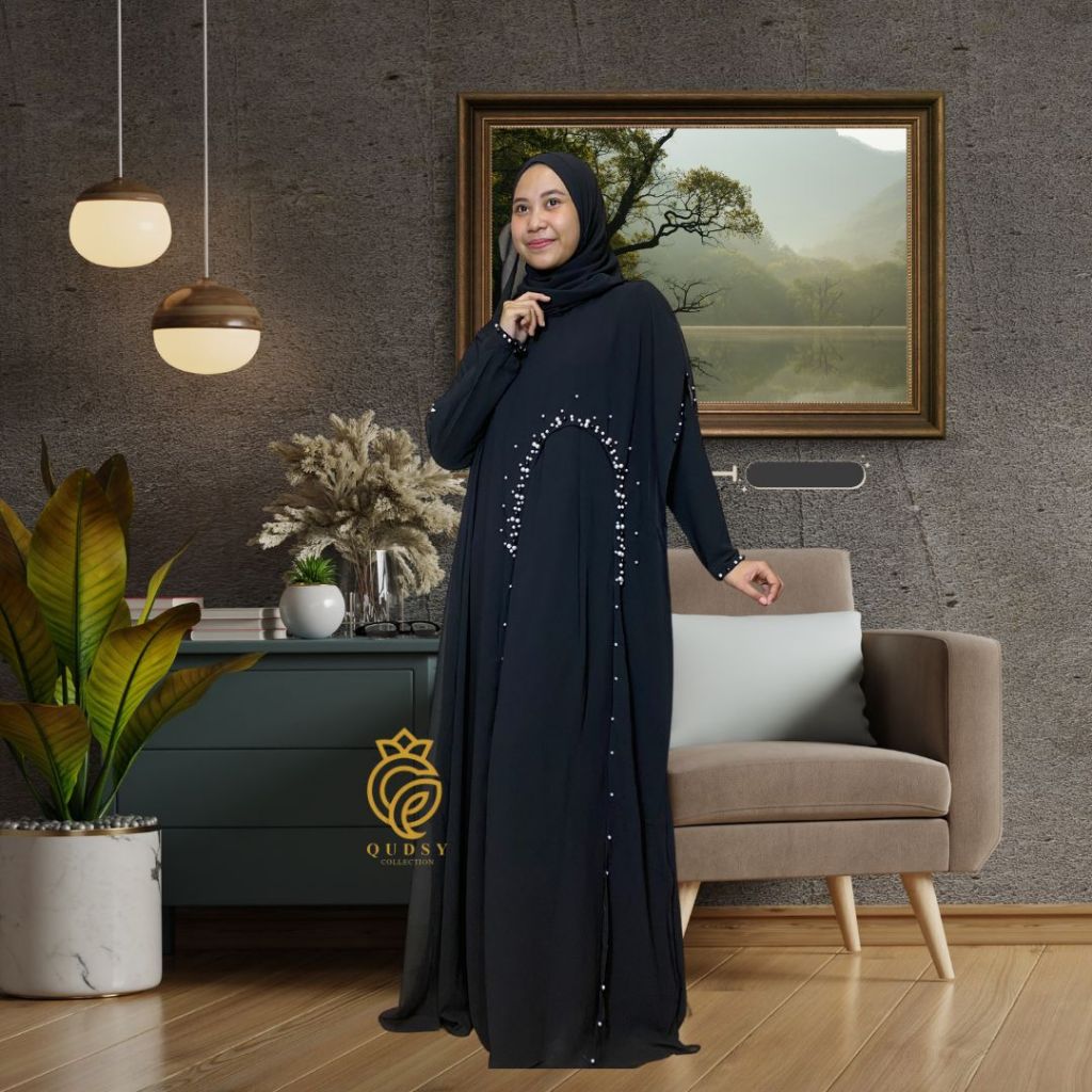 Gamis Abaya Dress Atasan Gaun Wanita Cewe Cewek Muslimah Syari LUNA DRESS Mewah Adem Lembut Pesta Le