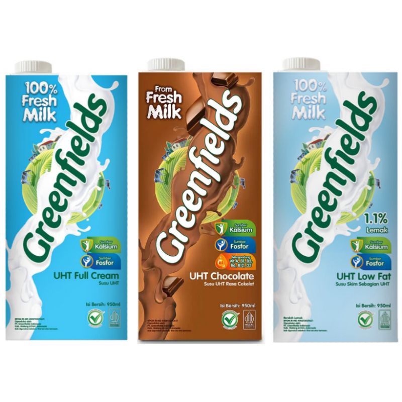 

(instant saja) Greenfields Susu UHT Choco Malt Full Cream rendah lemak besar 950ml