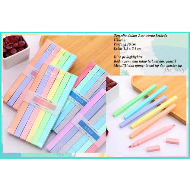 

6 Pcs Highlighter Penanda Double Kepala Warna Pastel Stabilo Penanda Warna Set Double Pen Pastel