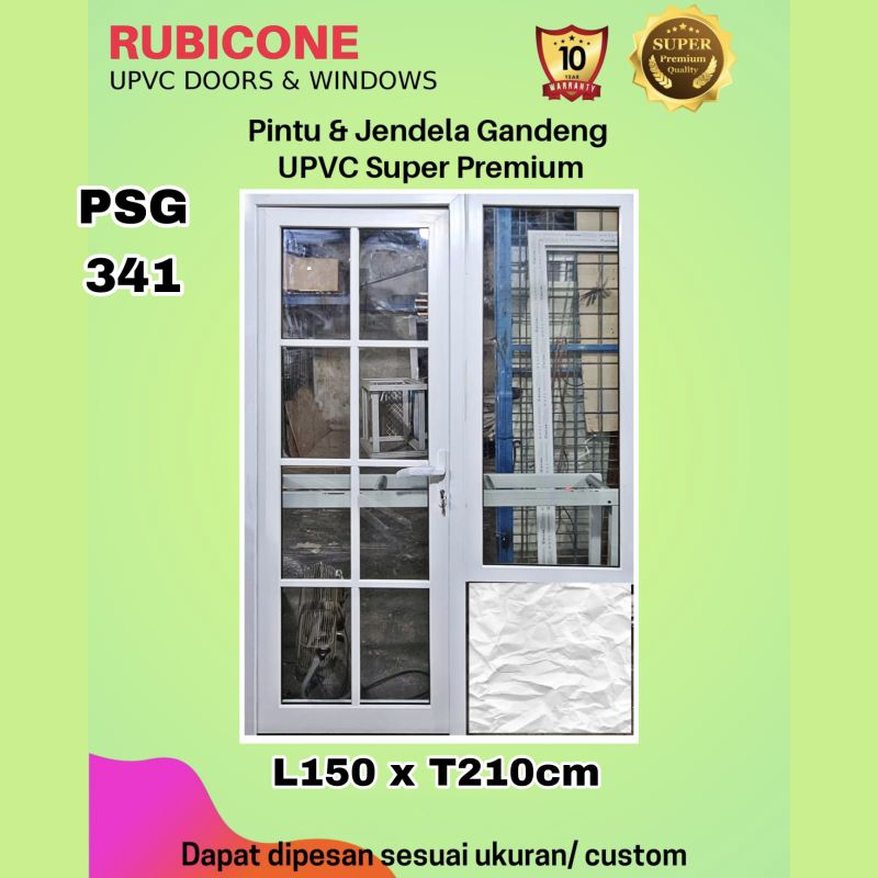 Pintu UPVC Super Premium Gandeng Jendela single Swing/Jungkit
