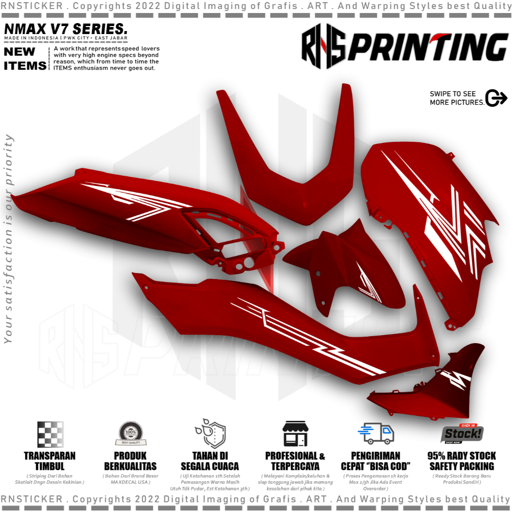 V7 Cutting Striping Nmax New Sticker Striping Variasi Nmax 2020-2023 Lis Simple Style Transparan