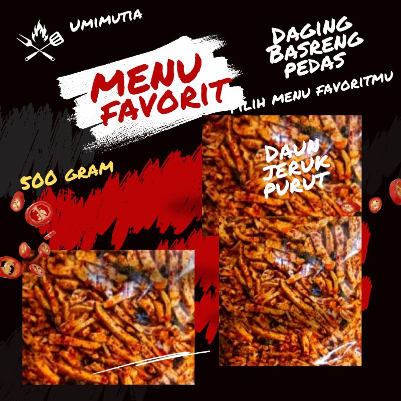 

500 Gram Basreng pedas daun jeruk Umimutia