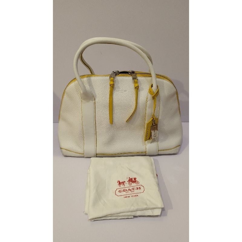 COACH Bleecker Preston Satchel in Edgepaint Leather White Authentic (PRELOVED) / Coach Handbag in Wh