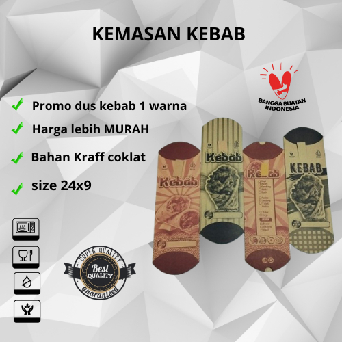 

PROMO Kemasan bungkus kebab Kraft coklat 24x9, Kertas dus kebab murah isi 50pcs