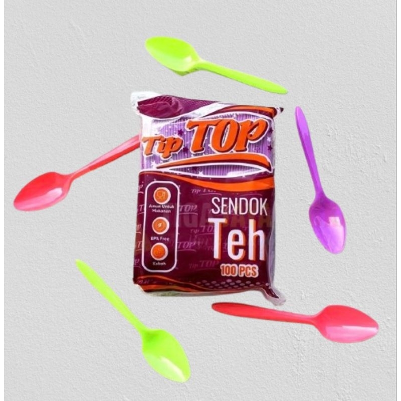 Sendok teh plastik / sendok teh plastik bening / sendok teh warna / sendok teh isi 100 pcs