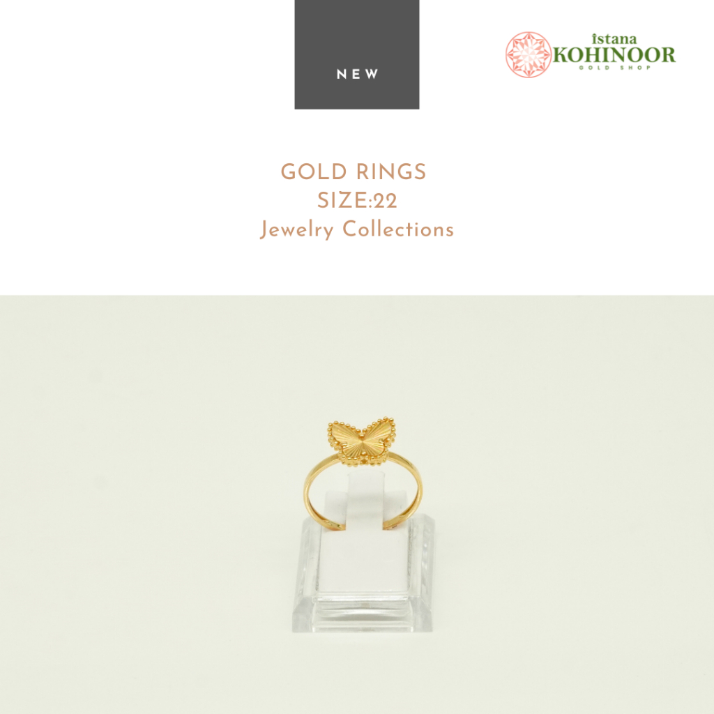 KOHINOOR NEW 16K CINCIN POLOS MOTIF KUPU GOLD EMAS SIZE 22