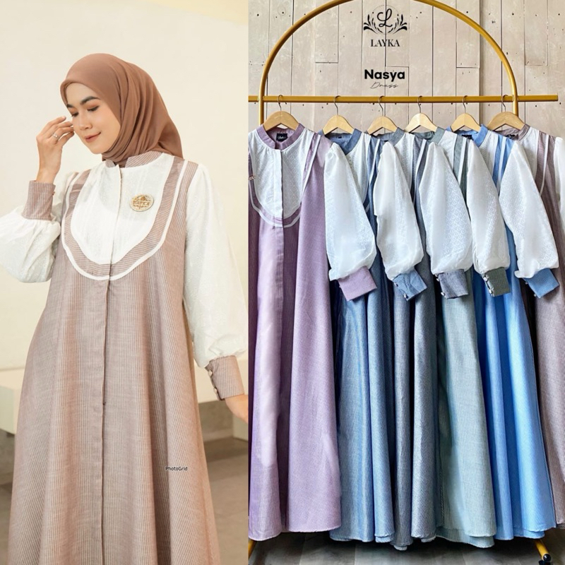 Nasya dress by Layka/gamis salur simple/bisa cod