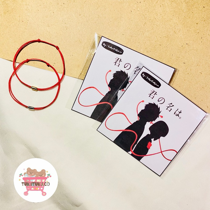 Gelang Tali Red String Theory / Gelang Tali Tipis Handmade Kimi No Nawa / Gelang Tali Merah Kimi No 