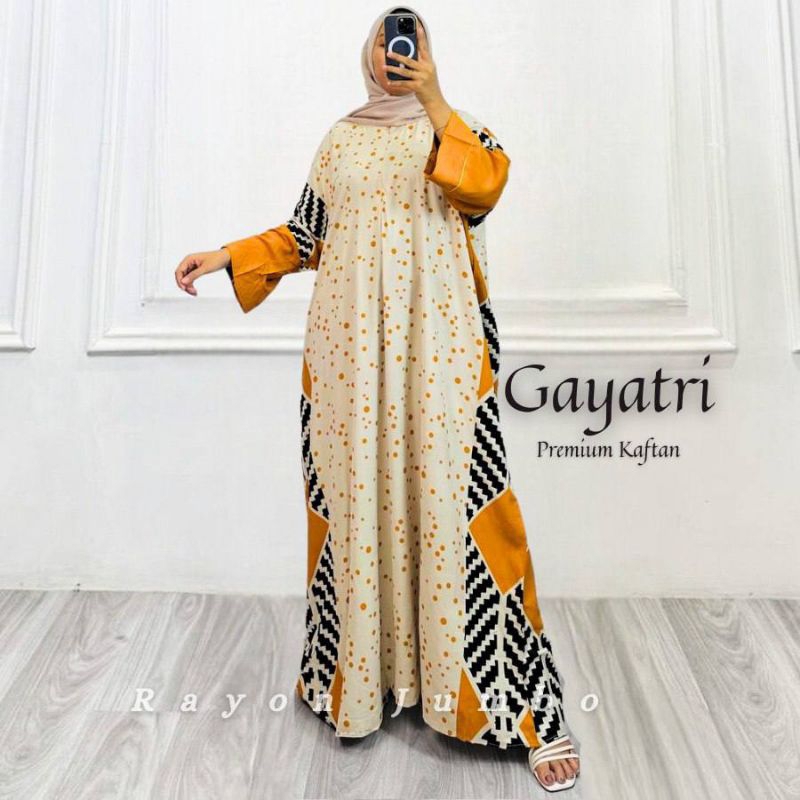 Kaftan Motif Gayatri Gamis Dress Midi Daster Kaftan Wanita Panjang Kaftan Premium Kaftan Remaja Dewa