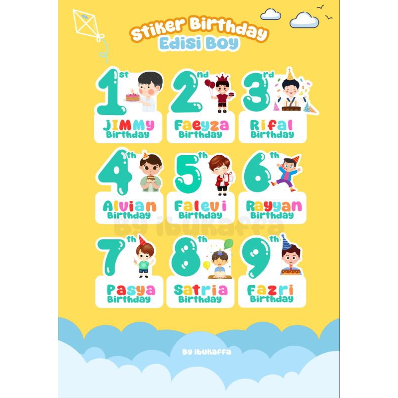 

Stiker Ulang Tahun Anak Lucu | Stiker Birthday Custom | Stiker Bento