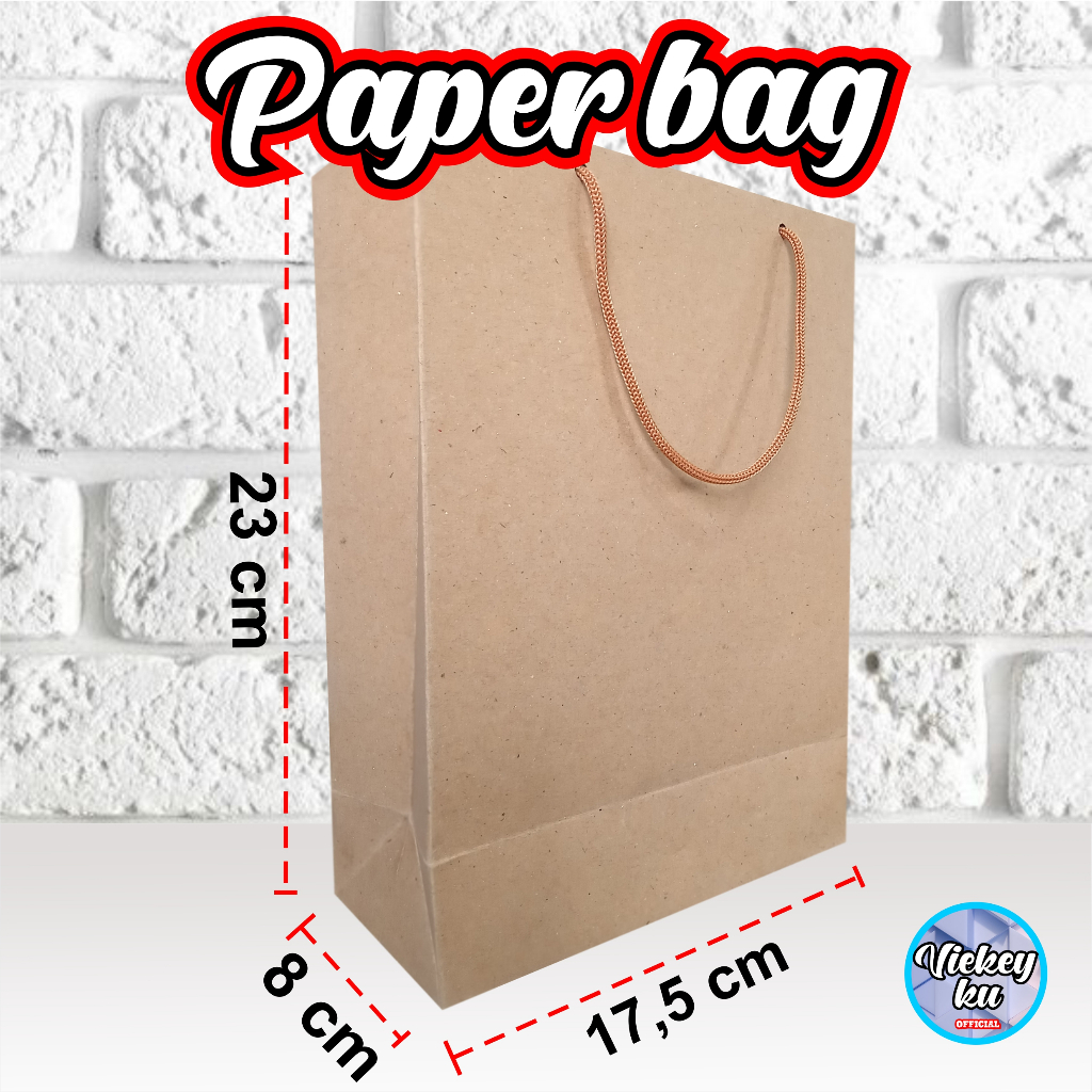 

Paper Bag coklat Polos 23cm x 8cm x17,5cm | Tas Kertas Polos Kraft Coklat | Paper bag murah