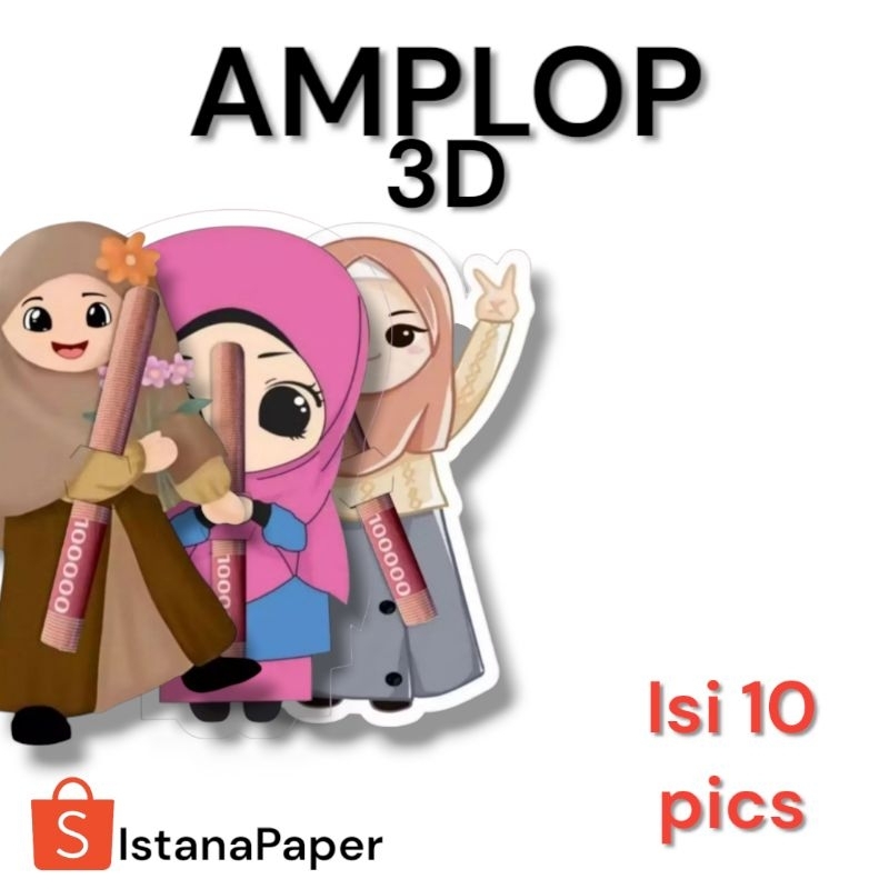 

(ISI 10 PICS) AMPLOP PELUK / ANGPAU THR 3D / AMPLOP LEBARAN KARAKTER / ANGPAU UANG IDULFITRI
