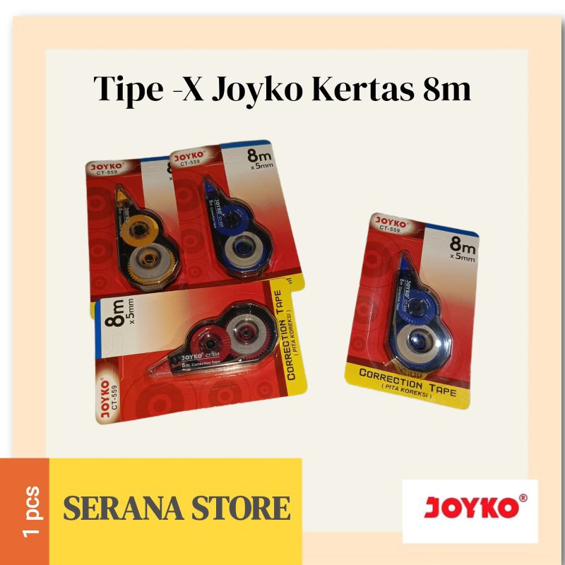 

JOYKO CORRECTION TAPE 8M / TIPE X KERTAS JOYKO / TIPE X TIP CT-559 {1PCS}