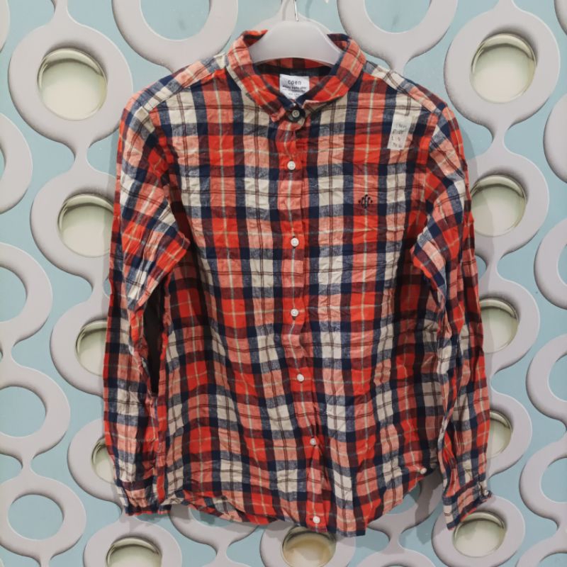 KEMEJA FLANNEL PRIA SECOND COEN ORIGINAL SIZE L FIT M NZL028
