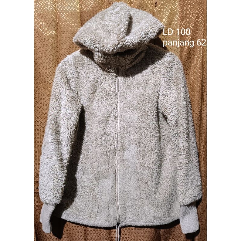 jaket bulu sherpa coksu jaket bulu coklat muda jaket winter bulu jaket hoodie zipper bulu coklat jak