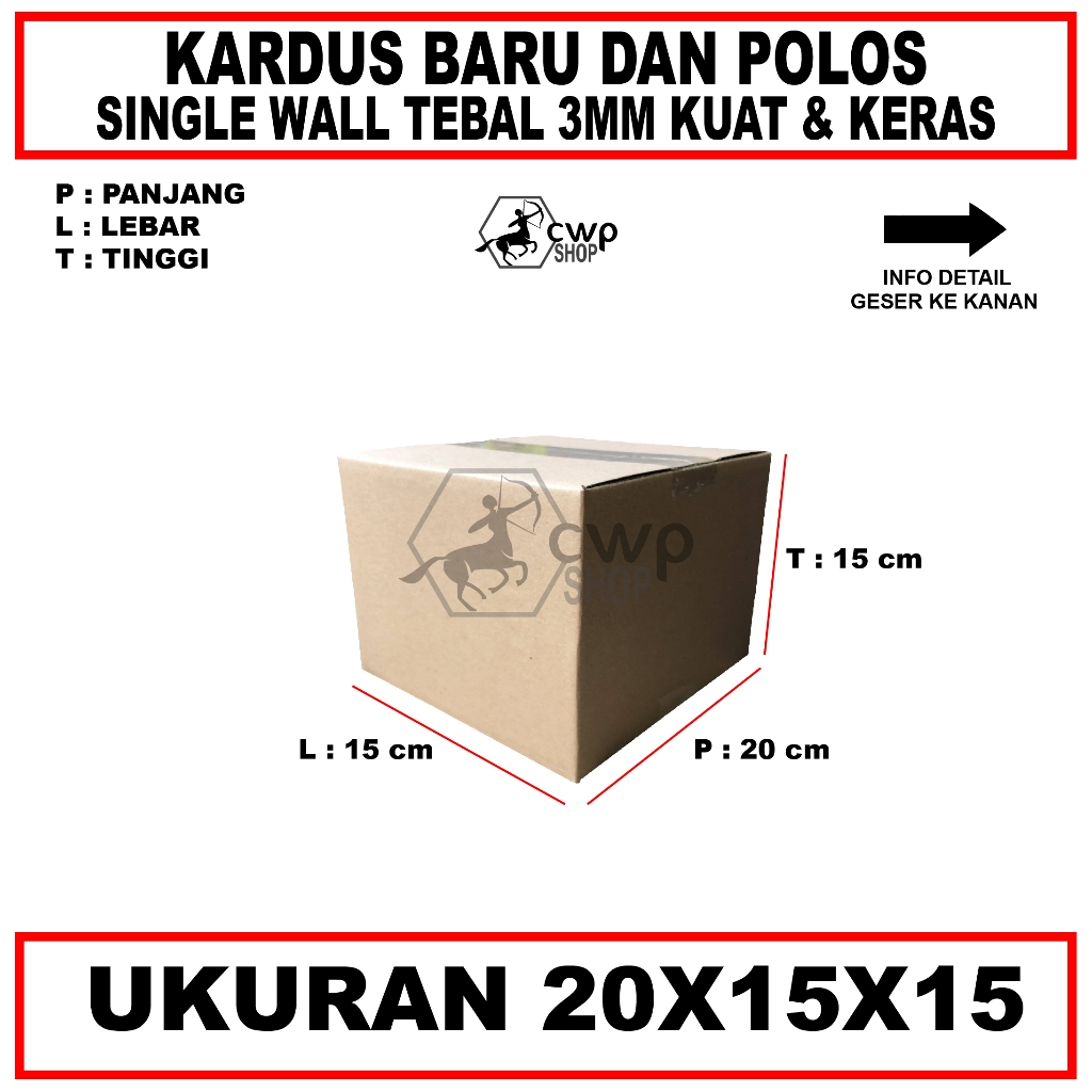 

Kardus Box Karton Packing Polos 20x15x15