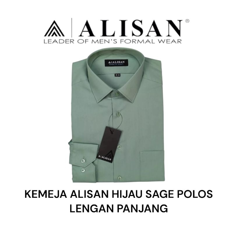 Kemeja Alisan Hijau Sage / Green Sage Polos Lengan Panjang