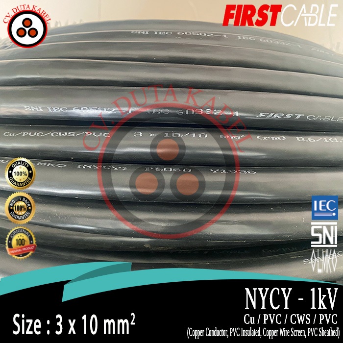 Kabel NYCY 3x10 mm2 (Cu/PVC/CWS/PVC) - 3x10/10 mm2 - 3 x 10/10 mm2 - 3 x 10 mm2 mm
