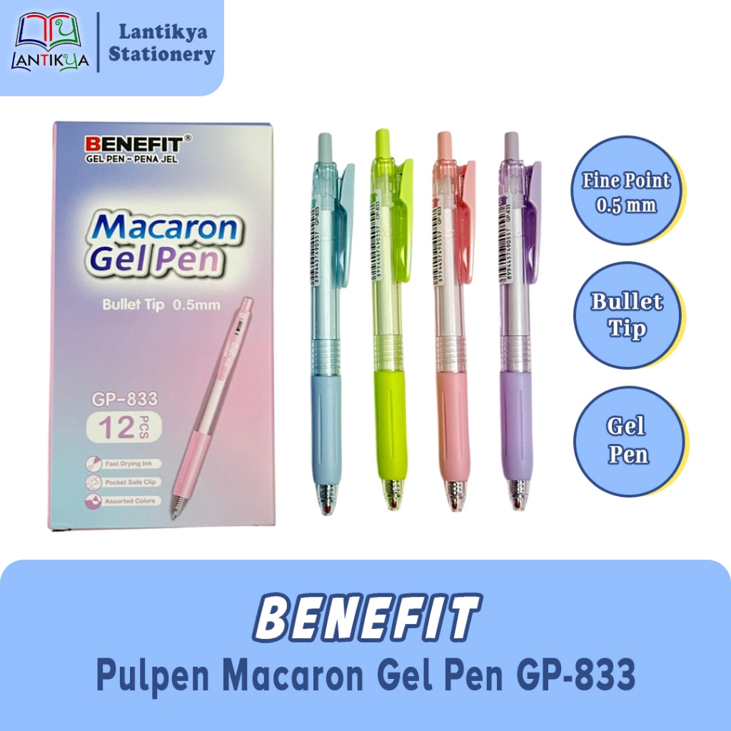 

Pulpen Gel Macaron GP-833 BENEFIT/ Bulpen Gel / Pen Gel/PER PACK