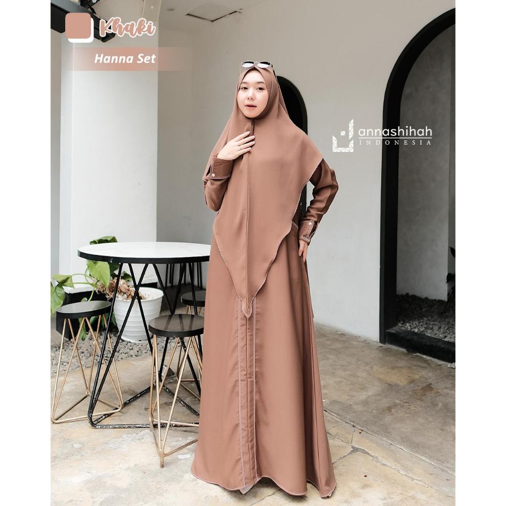 ABAYA SET HIJAB HANNA SET SYAR'I EXSLUSIVE ANNASIHAH/GAMIS SET HIJAB SYAR'I PREMIUM/ABAYA POLOS wani
