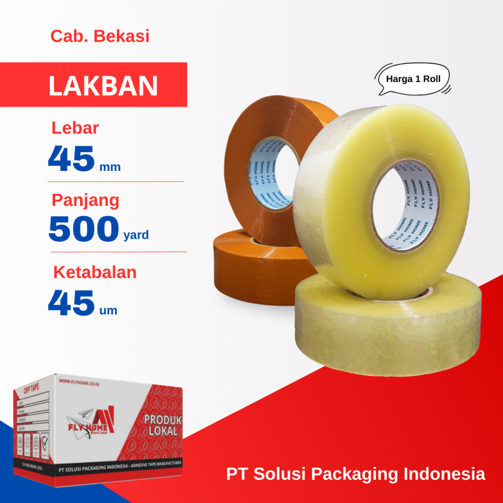 

FLYHOME 1Roll Lakban Bening Coklat 45x500Y 2inci 475METER 500Yard