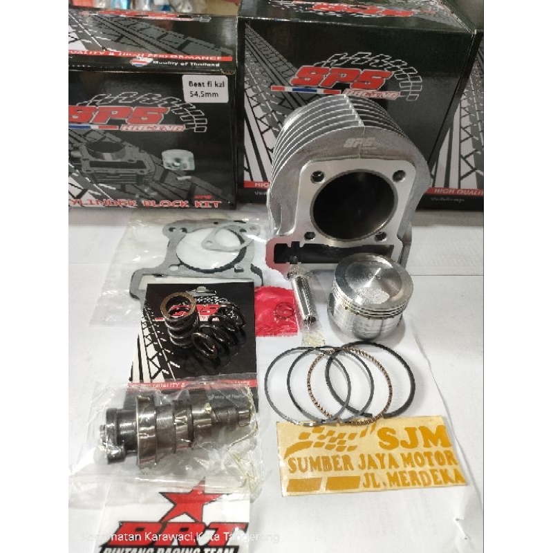 Paketan Bore Up 130cc Beat Fi Scoppy Fi Starter kasar KZL blok seher54,5mm Per klep dan Noken As T1