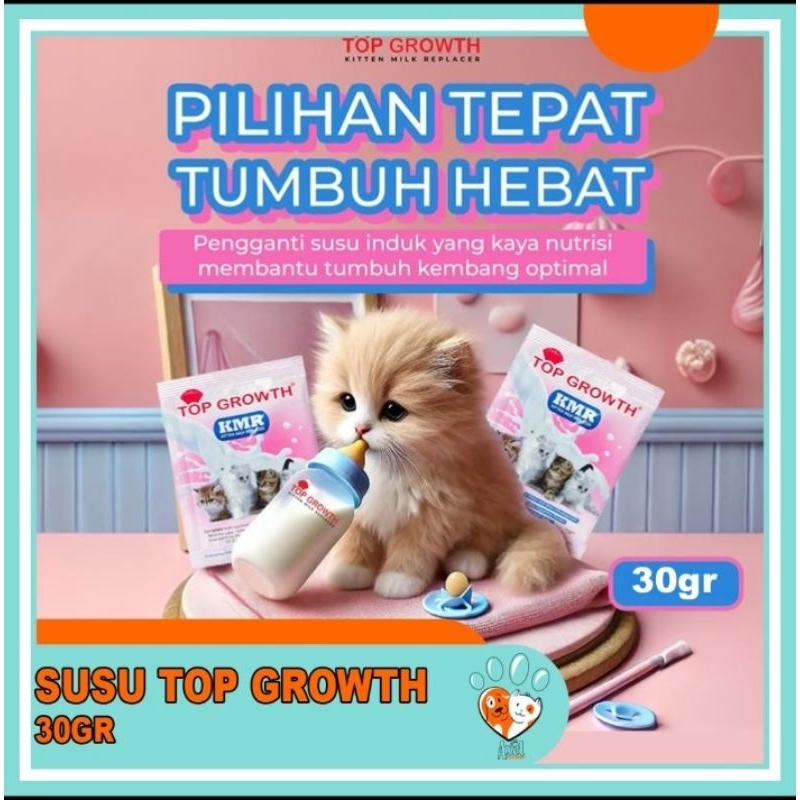 Susu Kucing TOP GROWTH KMR 30gr / Susu Top Growth Kitten Milk Replacer Sachet 30gr