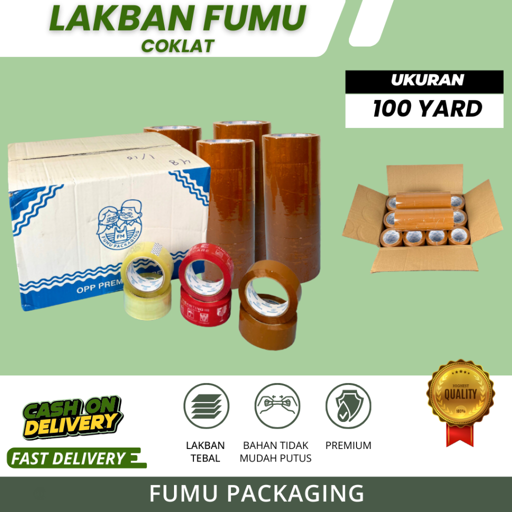 

Lakban Bening Clear Tape / Lakban Coklat 100Yard Grosir Termurah
