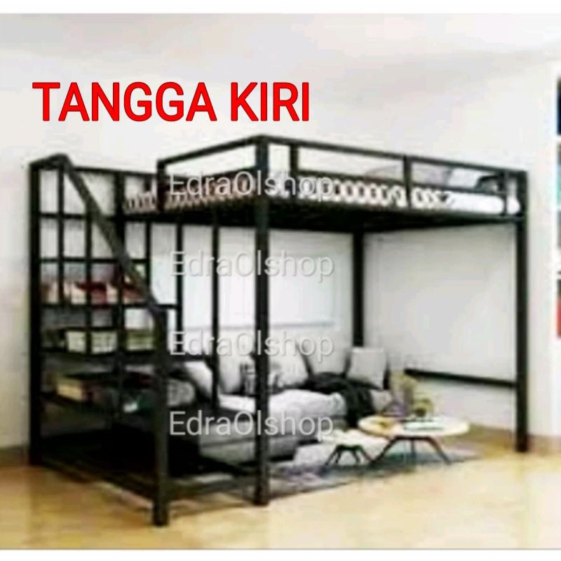 Loftbed Promo. Ranjang Susun Besi Tingkat Atas Kolong Bawah Mezzanine Mewah Minimalis Modern
