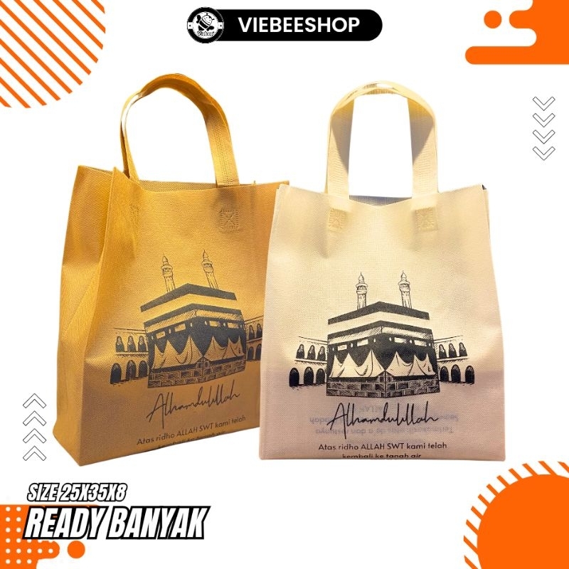 

TAS SPUNBOUND SOUVENIR HAJI & UMROH BISA MUAT BANYAK READY STOK PRES TALI 25x35x8