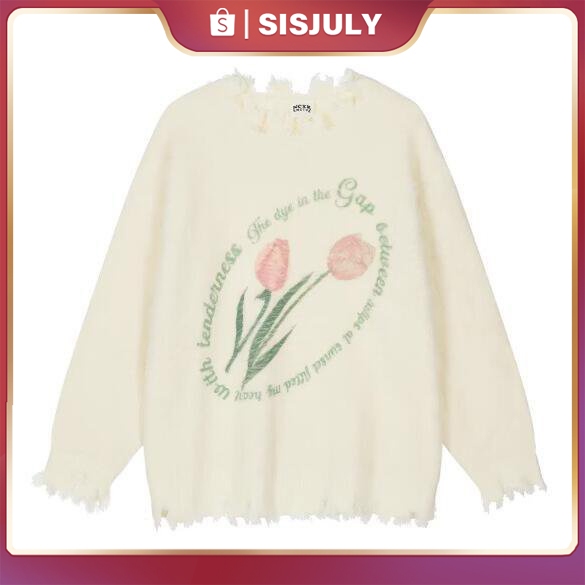 [✅BISA COD]  #Sisjuly# Sweater Wanita/Sweater Tulip Wanita Baru/Sweater Rajut Wanita Tipis Longgar