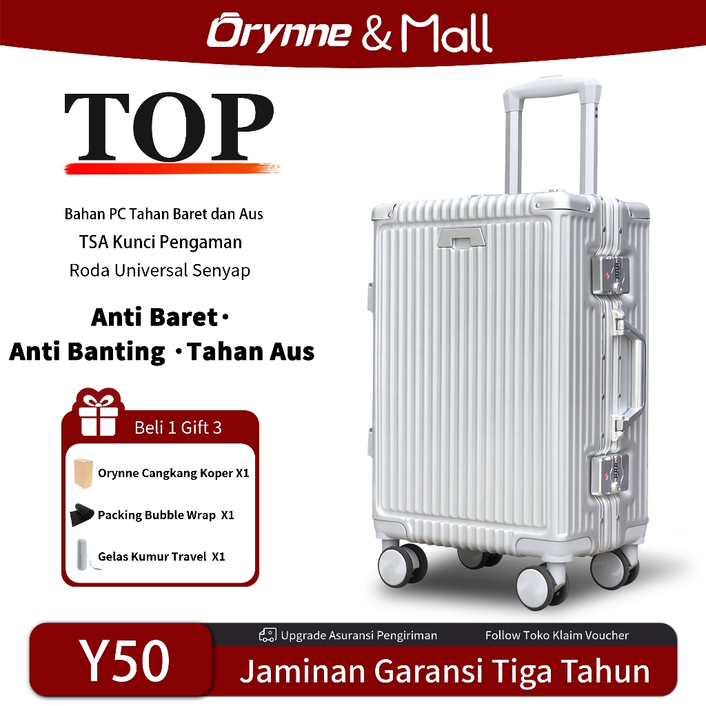 Orynne Koper 26 inch anti pecah tahan banting roda 4 polo Koper besar Kapasitas besar tsa lock presi