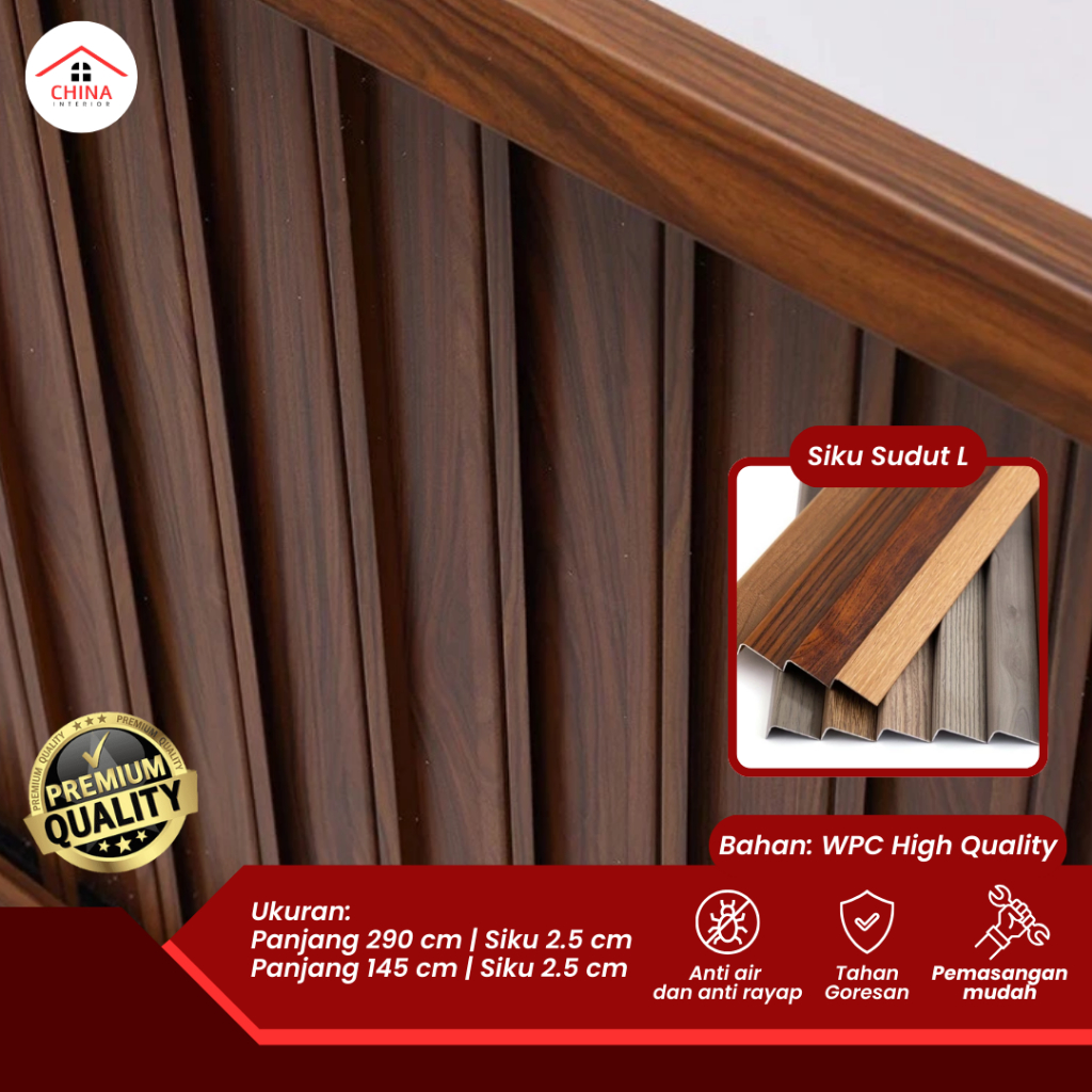 List Sudut Siku WPC Wallpanel Penutup Atas Bawah Sekat Dinding Kokoh