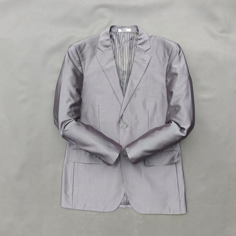 s151/Fabrizo/size L/jas mewah silver glossy/blazer formal pria silver mengkilap/jas nikah silver