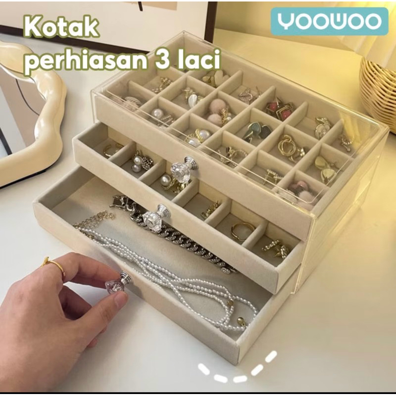 kotak perhiasaan bening  ato box perhiasan korea