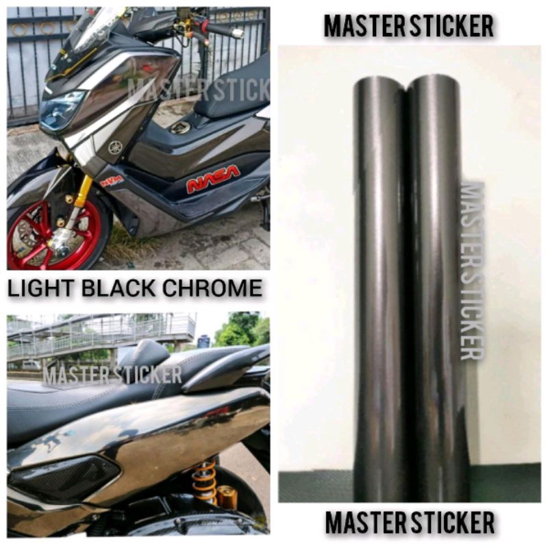sticker skotlet motor dan mobil warna HITAM METTALIC CROME / LIGHT BLACK kualitas premium