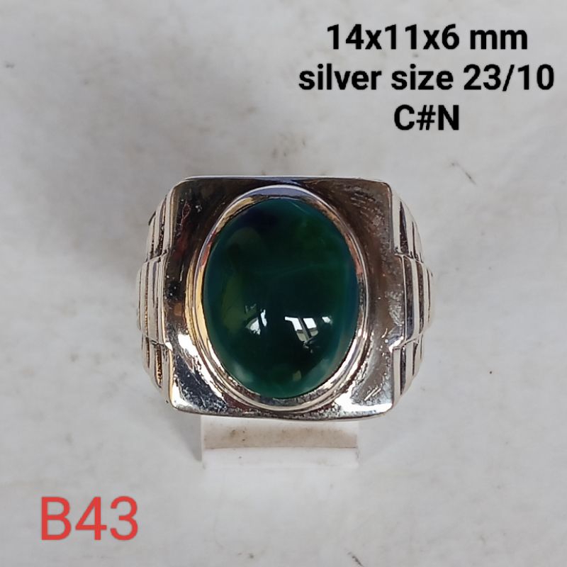 cincin perak, batu natural bacan Doko serat kura