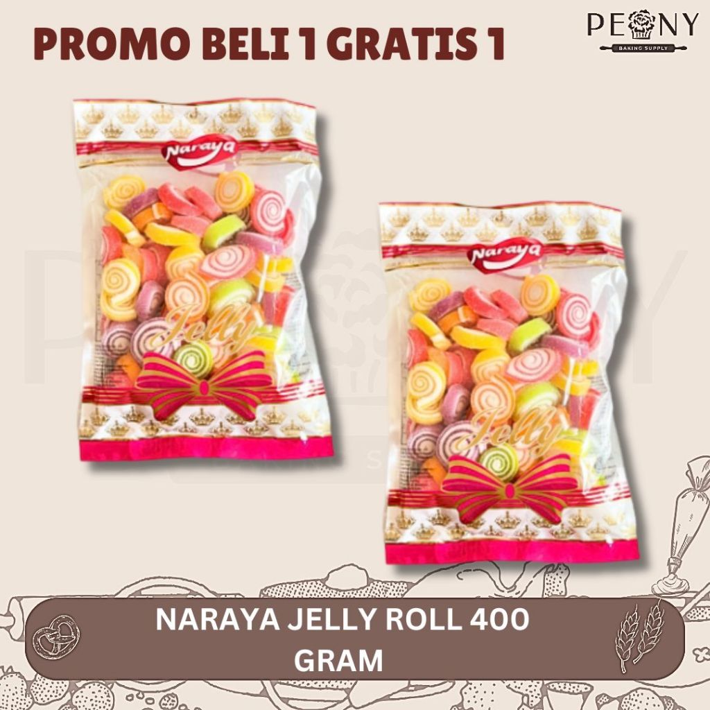 

!! PROMO BELI 1 GRATIS 1 !! NARAYA JELLY ROLL 400 GRAM DAN NARAYA JELLY ROLL 400 GRAM MINI / PERMEN