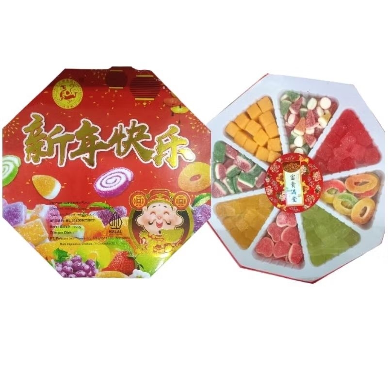Pak cen thang Chen Liang Ji permen jelly aneka rasa buah mix segi 8 imlek 500gr tt
