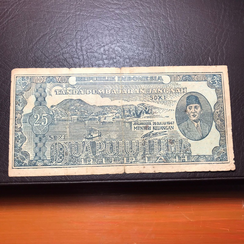 Uang Kuno Indonesia Asli 25 Rupiah Soekarno Seri ORI SDX1 No. 9463