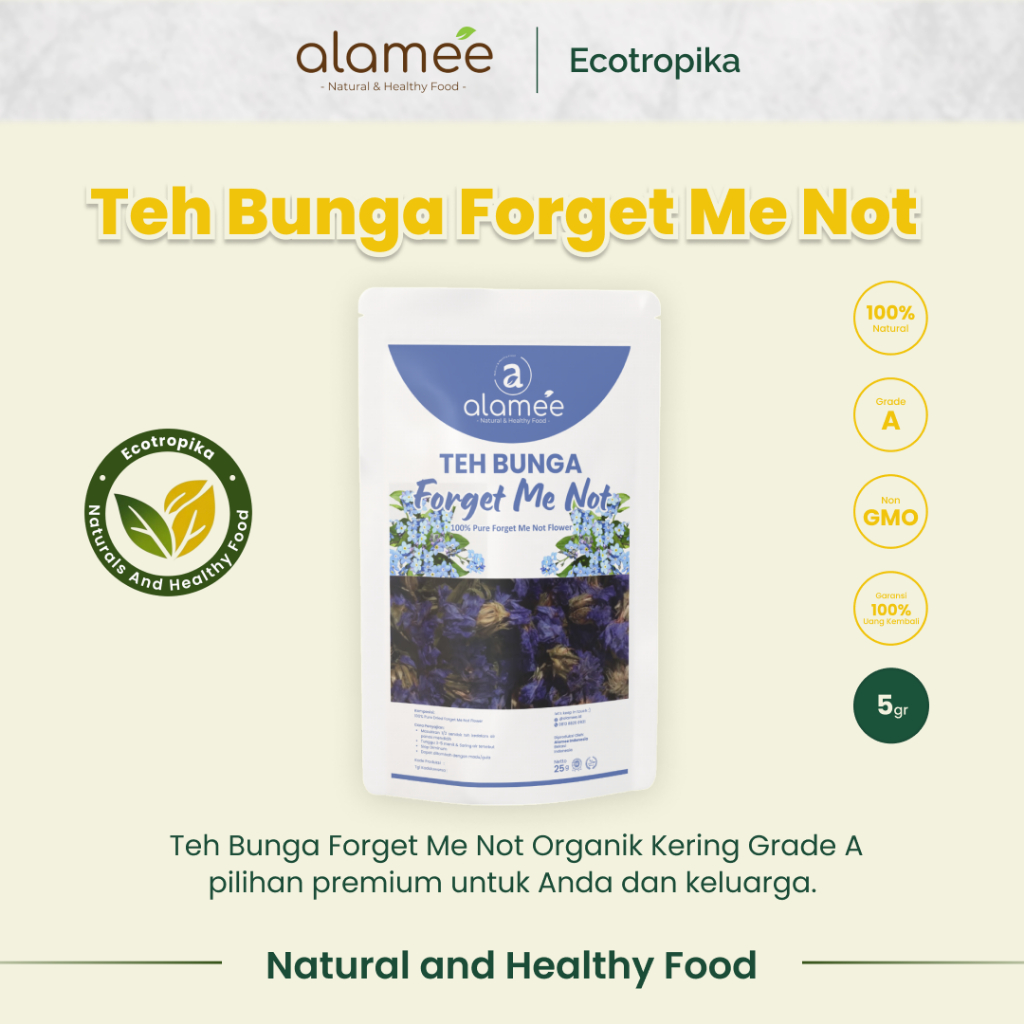 

ALAMEE Teh Bunga Forget Me Not Flower Tea Organik Kering Dried Premium Kemasan 5gr