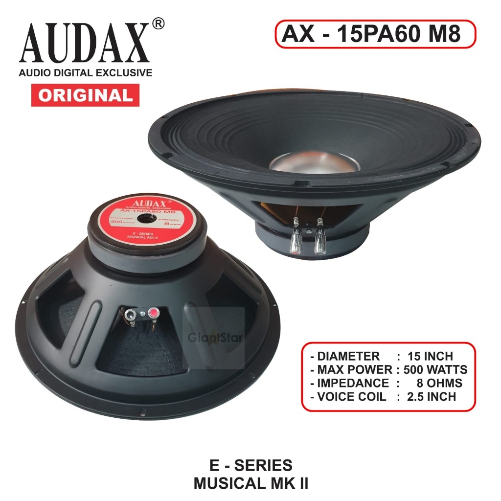 SPEAKER WOOFER AUDAX AX 15 PA 60 FULL RANGE 15in 15inch 500 Watt 15PA60 AX 15PA60 AUDAX INDONESIA