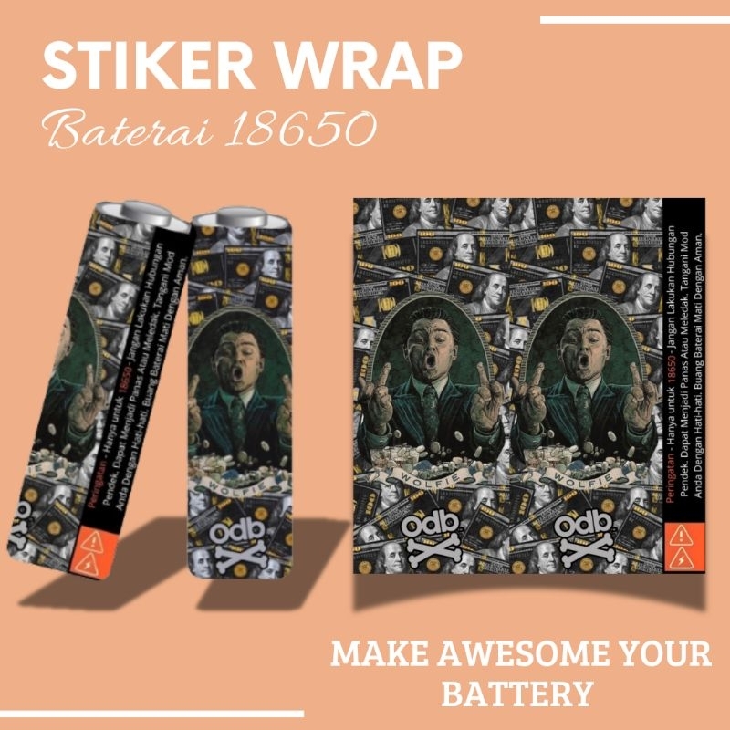 Jaka Custom - Skin Stiker Wrap Baterai 18650 Motif ODB New Full Desain Untuk Melindungi Dan Memperca