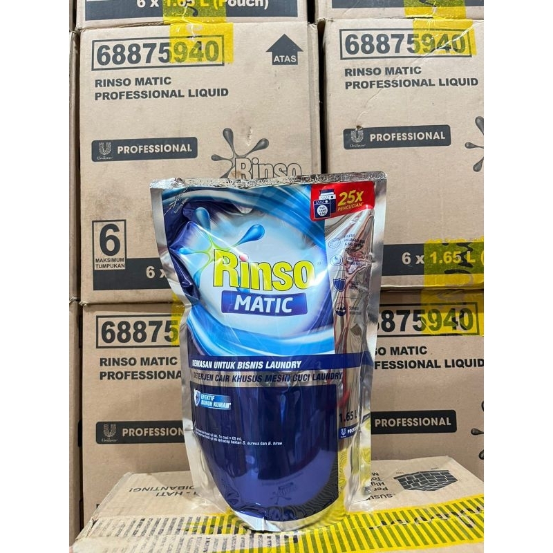 Rinso Matic 1.65 Liter Deterjen Cair Profesional Liquid Kartonan atau 1 DUS isi 6 Pcs