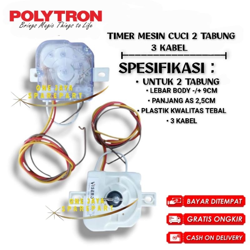 (TIMER POLYTRON) POLYTRON TIMER WASH PENCUCI PENGGILING MESIN CUCI 2 TABUNG 3 KABEL