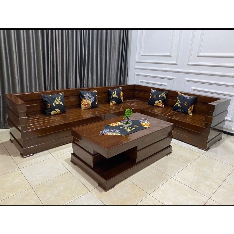 KURSI TAMU SUDUT JATI MODEL BOX MINIMALIS