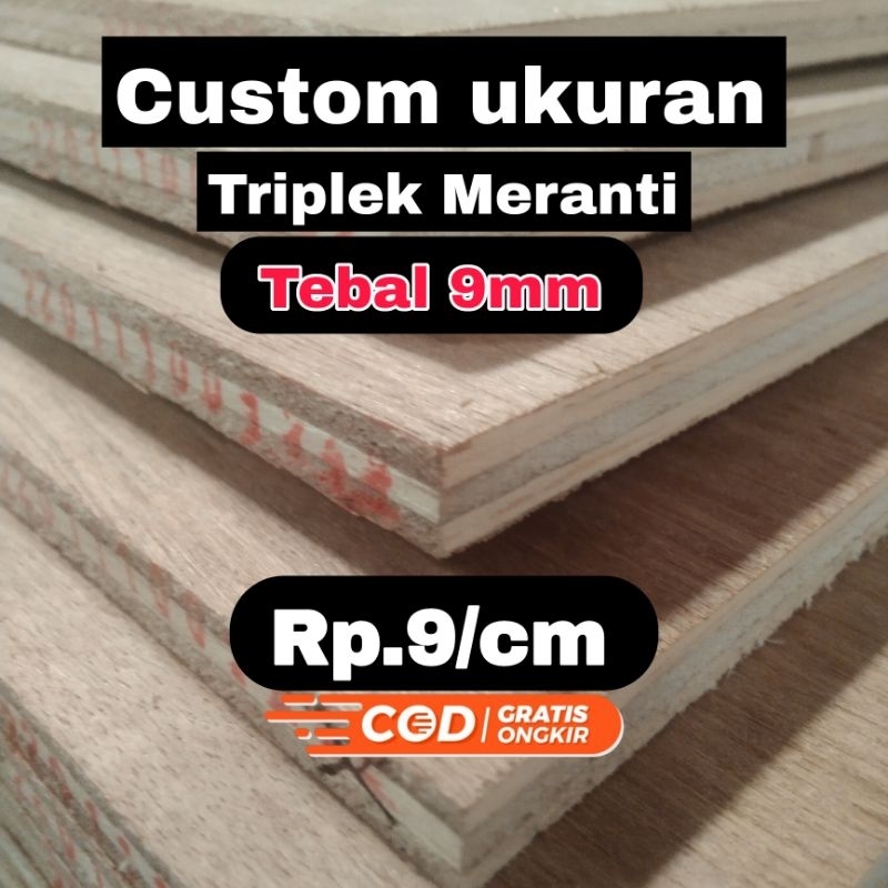 custom ukuran Triplek Meranti 9mm