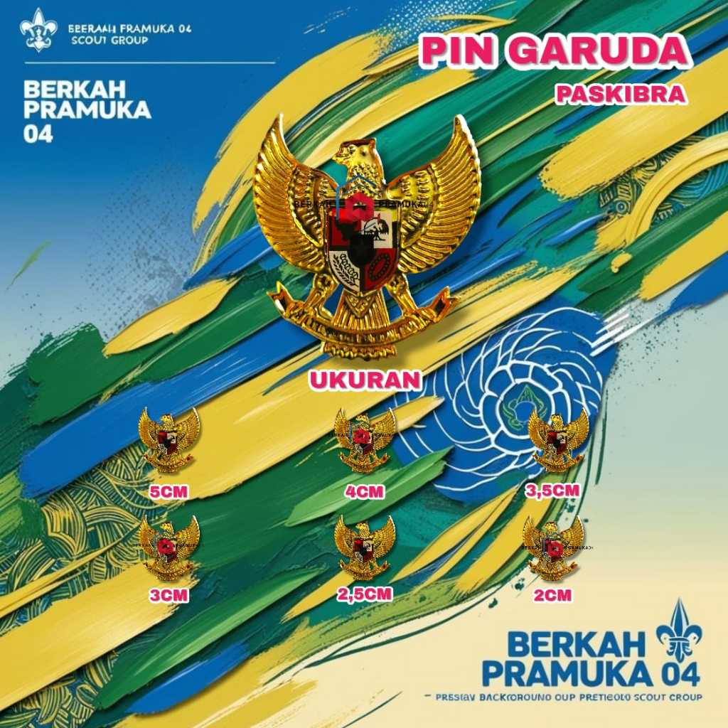 Pin bros garuda kuningan emas resin paskibra